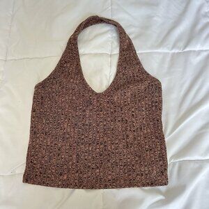 Primark Womens Small Brown Halter Top Crop Cropped Summer Beach Casual